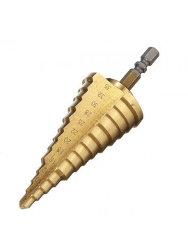 Drillpro 6-35MM Titanium Coated Step Cone Drill Bit HSS 13 Steps Hex Shank