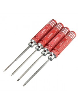 4PCS Stainless Steel 174mm Red Hex Screwdriver Repairing Hand Tool