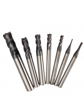 7pcs 1-8mm 4 Flutes Tungsten Carbide End Mill Set Straight Shank End Mill Cutter CNC Tool