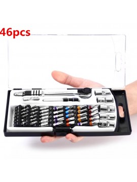 JACKLY 46PCS HT03449CR Dual-end Ratchet Universal Socket Screwdriver Handy Repairing Tool Kit