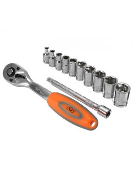 12pcs 1/4inch CR-V Metric Ratchet Wrench Socket Repair Tool Kit