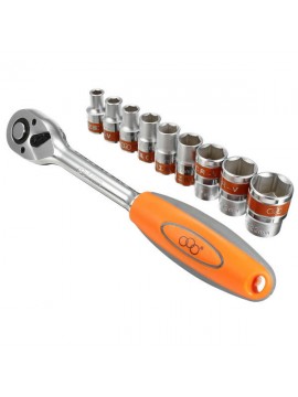 10pcs 1/2inch 8-22mm CR-V Metric Ratchet Wrench Socket Repair Tool Kit