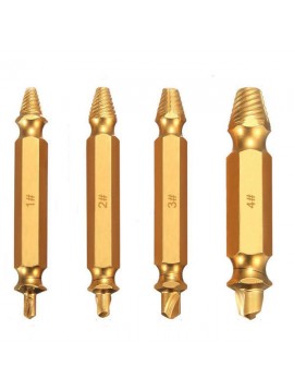 Drillpro 4Pcs Double Side Damaged Screw Bolt Extractor Drill Bits Gold Oxide Edition Stripped Screw Removers