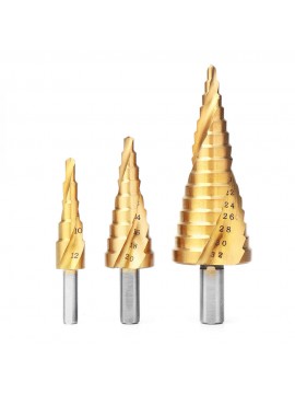 3pcs 4-12/4-20/4-32mm HSS Titanium Coated Step Drill Bit Triangle Shank Step Drill