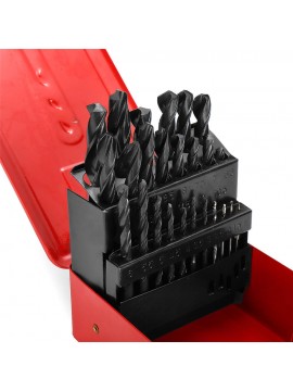 19/25pcs 1-13mm High Speed Steel Twist Drill Bit Set with Meatl Storage Box